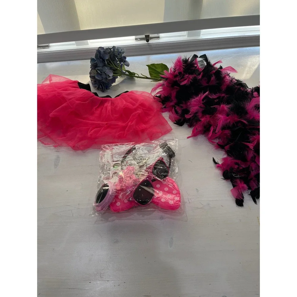Girls pink Costume Dress Up Tutu Feather Boa Tiara Sunglasses Hair‎ Accessories